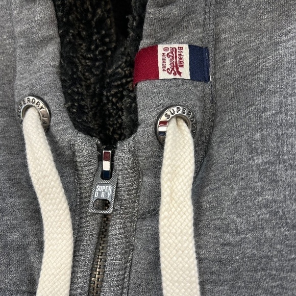 SuperDry Men's Core Applique Full Zip Hoodie Sweatshirt Gray Small - Picture 5 of 13